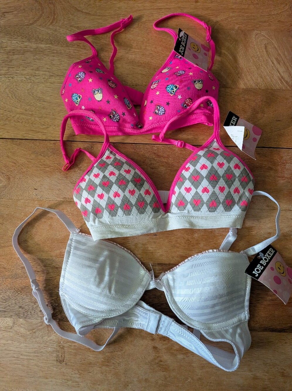 3 Joe Boxer Girls Bra Bundle 30A